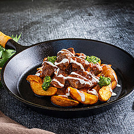 Poutine mit Hirschgulasch | Rezept | Handelshof
