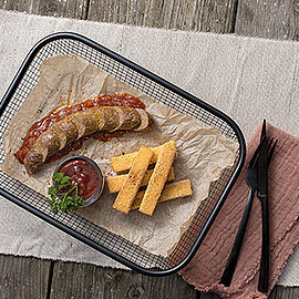 Currywurst nach wilder Art - mit Polenta Sticks | Handelshof