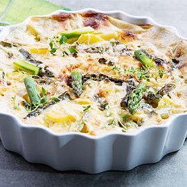 Kartoffel-Spargel-Gratin | Rezept | Handelshof