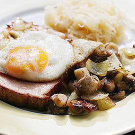 Rezept: Leberkäse-Champignons in Senf-Rahm | Handelshof