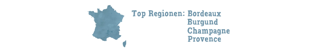 Umriss von Frankreich mit TOP-Weinanbaugebieten Umriss von Frankreich mit TOP-Weinanbaugebieten