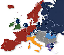 Darstellung der Standorte innerhalb von Europa Darstellung der Standorte innerhalb von Europa