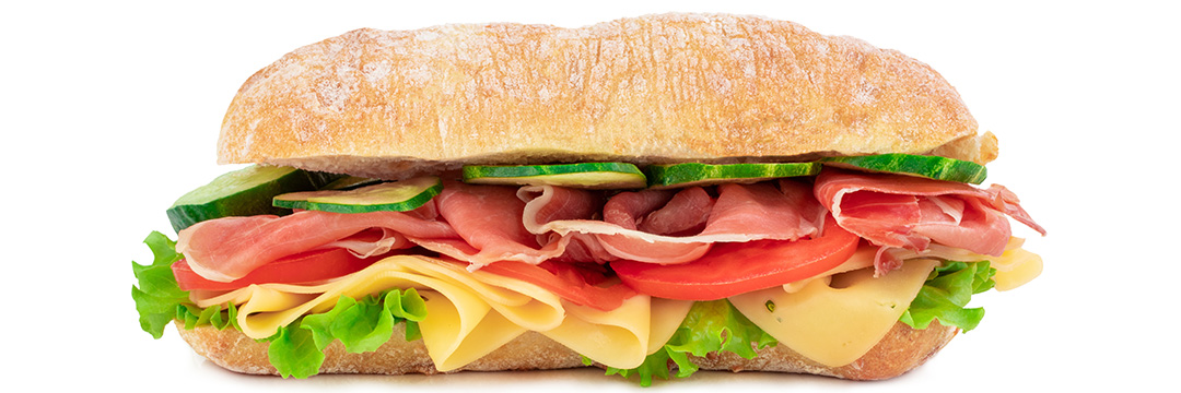 Sandwich auf weißem Hintergrund