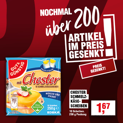 Im Preis gesenkt: Chester Schmelzkäse Im Preis gesenkt: Chester Schmelzkäse