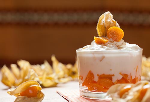 Dessert mit Frischekick -weihnachtlicher Physalisjoghurt Dessert mit Frischekick -weihnachtlicher Physalisjoghurt