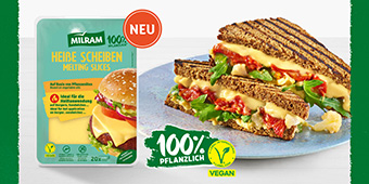 Milram 100 % pflanzliche heiße Scheiben - leckere Alternative zu Käse, die schön schmilzt - perfekt für Sanswiches!