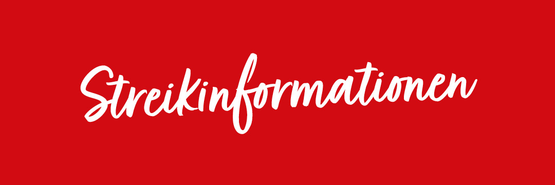Das Wort Streikinformation vor rotem Hintergrund