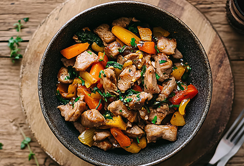 Rezept für koreanisches Schweinefleisch Koreanisches Schweinefleisch mit gegrilltem Gemüse