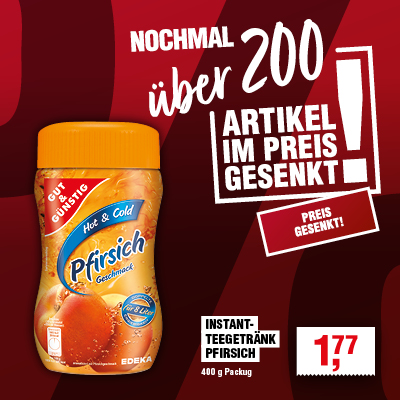 Im Preis gesenkt: Instant-Teegetränk Pfirsisch Im Preis gesenkt: Instant-Teegetränk Pfirsisch