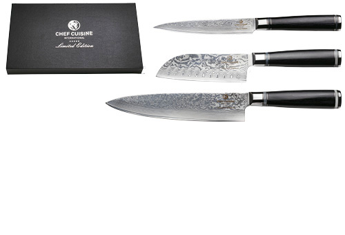 Drei Messer und Messercase von Chefs Cuisine International