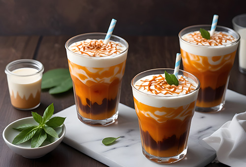 Karamellisierter Eistee aus dem Glas