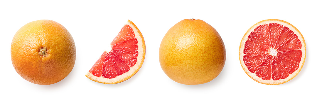 Sorten von Grapefruits Verschiedene Ansichten einer Grapefruit