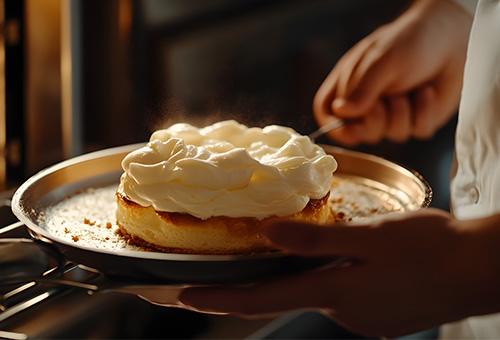 Frisch gebackenes Soufflé aus dem Ofen